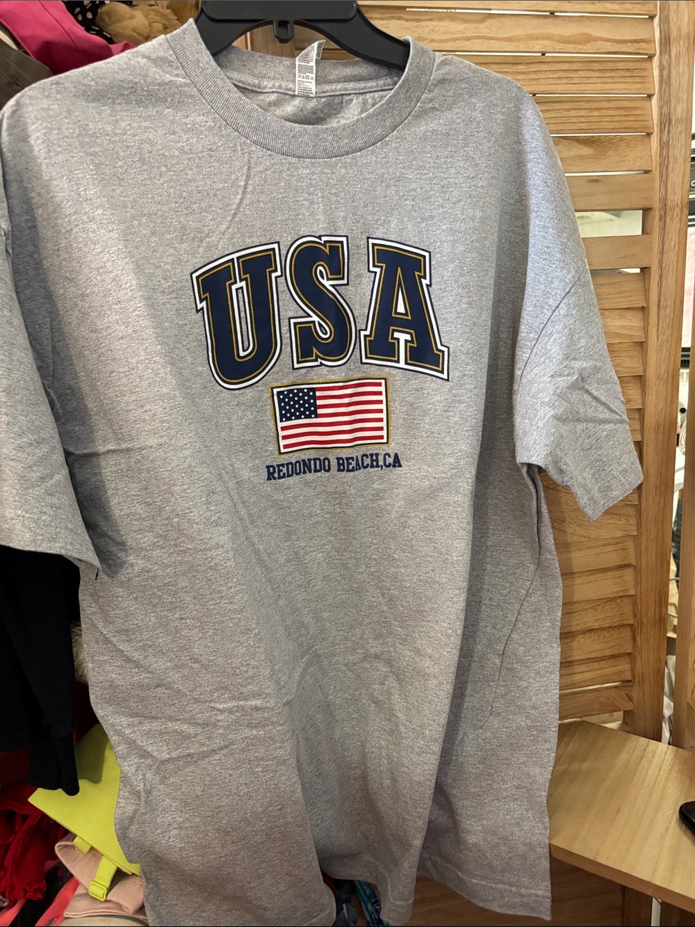 Alstyle Gray USA Graphic Tee with Flag XL